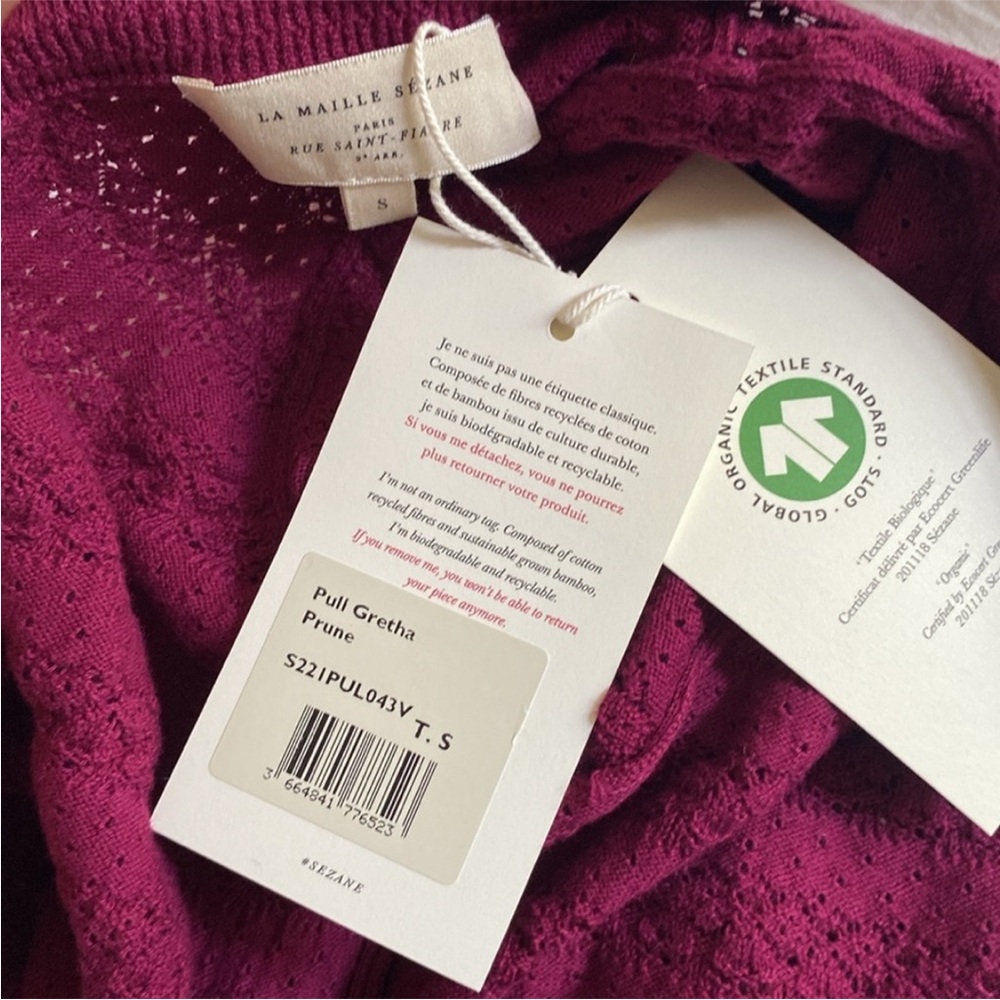 Sezane Plum V-Neck Ribbed Sweater - Picture 4 of 8